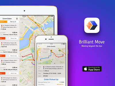 Brilliant Move App app icon delivery app ios ipad mobile ui route ux