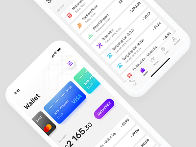 Wallet Tab card finance history ios iphonex mobile transactions ui ux wallet