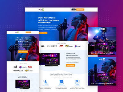 Afton | Landing Page & Ads ads concert facebook figma google graphic design illustrator landing page music photoshop singing streaming ui ux