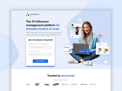 Aspire IQ | Landing Page apps design figma graphic design illustrator influencer landing page marketing photoshop ui ux