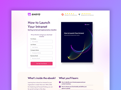 Axero | Landing Page ebook figma graphic design illustrator landing landing page marketing photoshop tech technologies technology ui ux