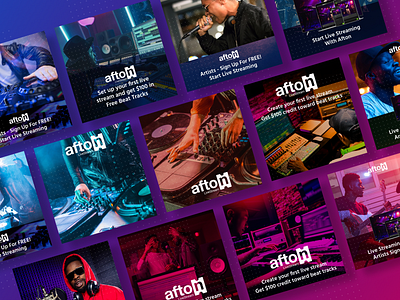 Afton | Social Media Ad Set design facebook figma google graphic design illustrator music photoshop streaming ui ux