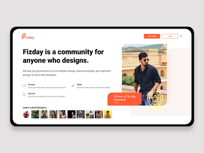 Fizday redesign clean design concept creative design flat homepage landing design landing page orange ui ux web website