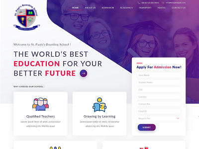 E-school landing page branding concept data design e school education flat typography ui ux web website