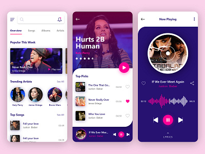 Music App app clean design concept interactive design lyrics mobile app music music app music player music player design play player ui
