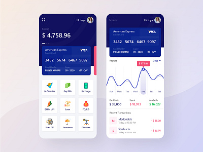 Banking App bank bank app banking app concept credit card design flat graph mobile mobile banking app money app payment app typography ui ux white