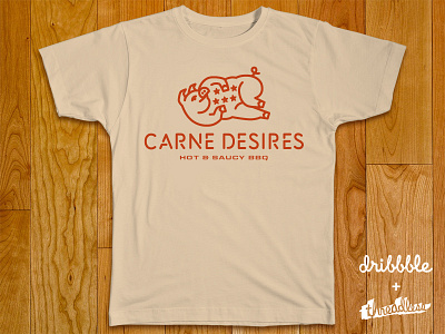Carne Desires BBQ animal barbecue bbq branding burlesque erotic logo pig pork shirt threadless united sans