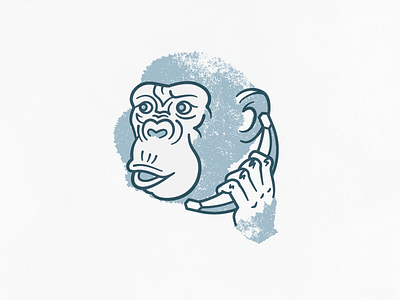 Hello, yes, this is monkey. animal banana blue chimpanzee illustration monkey shirt