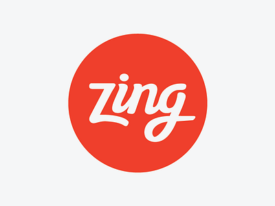 Zinged Logo circle lettering logo red script