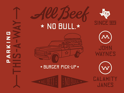 Texas Loves Hamburgers beef branding burger hamburger pennant pick up restaurant script texas truck tx