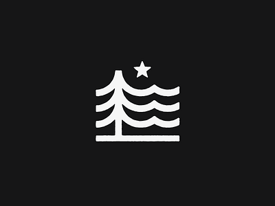 Tree Mark evergreen flag forest landscape logo mark outdoors star thick lines tree waves
