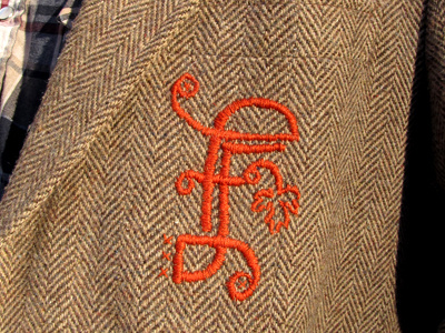 Embroidered F embroidery f fall leaf leaves lettering orange stitching typography