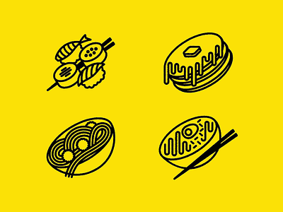 Second Helping of Icons breakfast food icon iconography illustration japanese pancake pasta ramen spaghetti sushi
