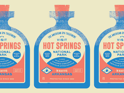 Type Hike – Hot Springs National Park arkansas bottle hot springs label national park old timey lingo park poster project typography water