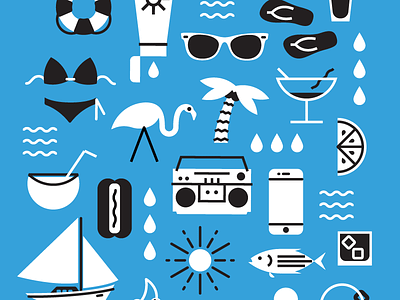 Life's a Beach, And Then You're Dry beach boombox drinks icon pile illustration iphone lime summer sun sunglasses towel water