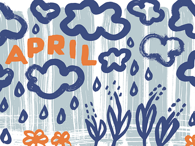 Make it Rain april brush clouds drops flowers illustration ink magazine month rain showers