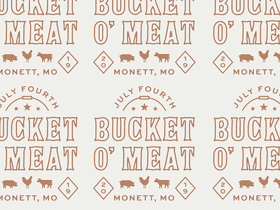 Bucket O' Meat 2019 2019 bbq brand chicken cow eat my meat it cant be beat grill independence day july 4th koozie lockup logo meat missouri mmm outline pig type