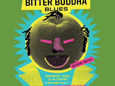The Bitter Buddha Poster austin bitter buddha collage comedy eddie pepitone grapefruit poster sxsw titling gothic condensed medium titling gothic wide medium