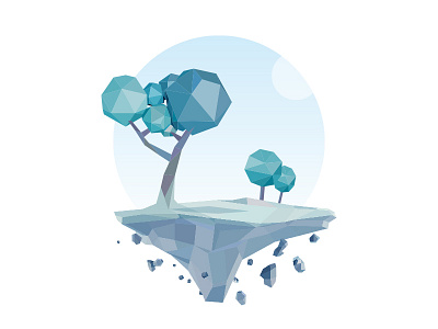 Turquoise Territory art floating illustration landscape lowpoly poly tree turquoise vectoria