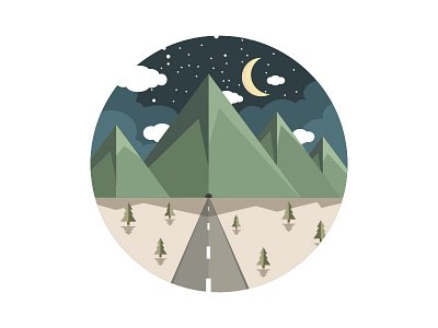 Silent Night art creative flat graphic illustration landscape mountain night silent simple vector