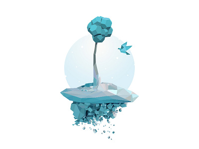 The Last Stand art creative design flat floating illustration landscape lowpoly nature poly vector