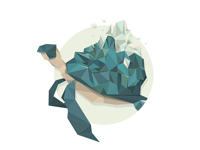 winTURTLE abstract art concept creative floating illustrtion lowpoly mountain poly turtle vector winter