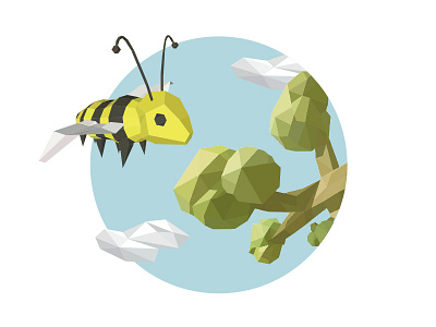 Buzzing Bee art bee creative design illustration landscape lowpoly poly simple vector vectoria