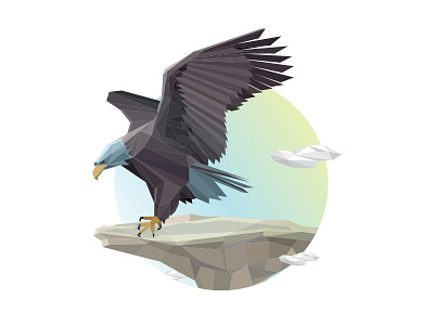 Eagle stand // Low polygon art design flat graphic landscape minimalist poly simple vector