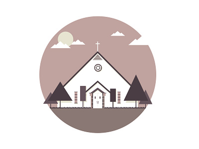 Church art creative design flat landscape lowpoly polygon simple vector