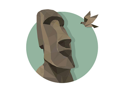 Moai art creative design flat landscape lowpoly polygon simple vector