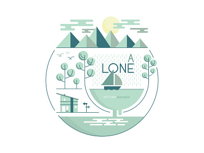 a lone art creative design flat graphic landscape lowpoly minimalist poly polygon simple vector