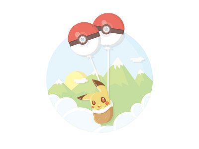 Pika the Poke Traveller art creative design flat graphic landscape lowpoly minimalist poly polygon simple vector