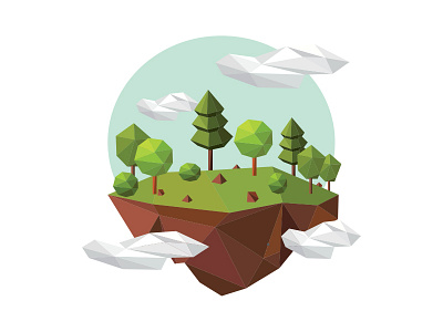 Floating nature art creative design flat graphic landscape lowpoly minimalist poly polygon simple vector