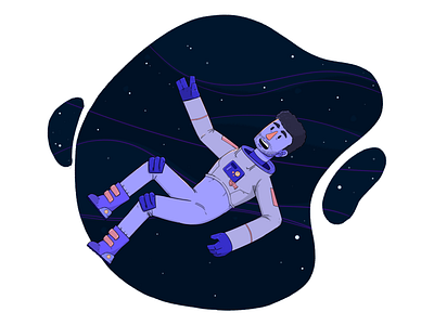 Floating in space astroboy astronaut character illustration space art