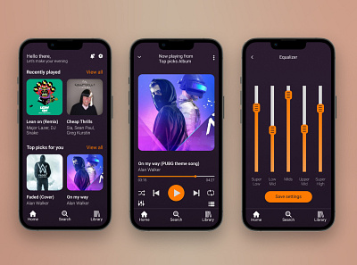 Music player app design branding design figma illustration music player ui ux