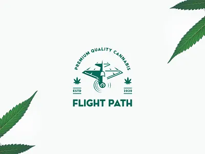 Flight Path Logo 420 blunt branding cannabis cannabis branding clean geometric logo logo design marijuana modern vintage negative space plane