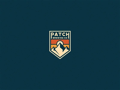 Patch Brewery Logo beer branding brewery clean craftbeer geometic geometric logo logo design microbrewery modern vintage mountain mountains negative space patch simple sunset