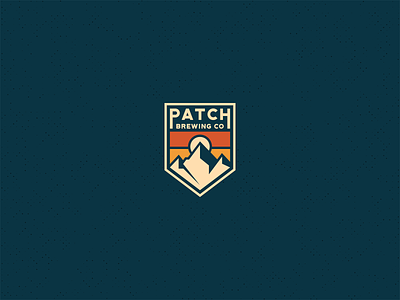 Patch Brewery Logo beer branding brewery clean craftbeer geometic geometric logo logo design microbrewery modern vintage mountain mountains negative space patch simple sunset