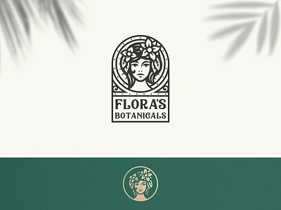 Flora's Botanicals Logo apothecary art nouveau botanical botanical logo botanicals branding clean flora floral flower flowers geometric logo logo design modern vintage natural plants portrait vintage woman