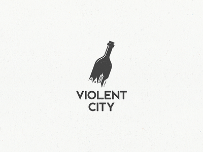 Violent City Winery Logo bottle branding city logo logo design modern vintage negative space urban wine winery
