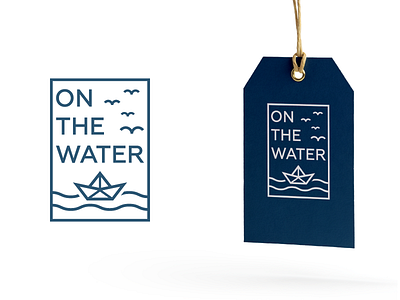 On The Water Logo And Label boat clothing fashion geometric label line art logo logo design minimalist paper boat sea simple