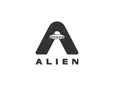 Alien Logo alien branding geometric logo logo design negative space simple space spaceship ufo