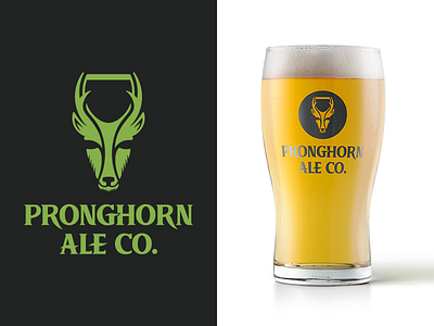 Pronghorn Ale Beer Logo ale animal beer beer glass logo logo design negative space pronghorn