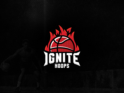 Ignite Hoops Logo basketball fire geometric hoops ignite logo logo design modern negative space sport sport branding