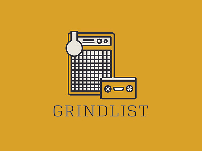 Grindlist basement pixels cassette illustration music shaper tool speakers