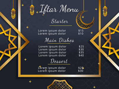 Instagram post template iftar menu with elegant concept design graphic design islamic ramadhan typography