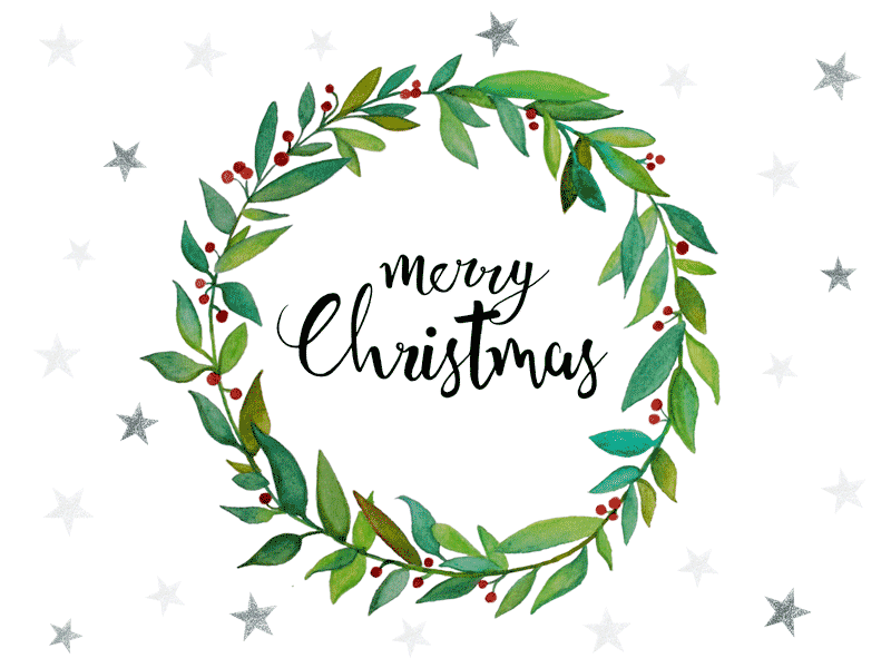 Merry Christmas Gif christmas fauxligraphy handwriting happy holidays lettering merry pen stars twinkling watercolor wreath