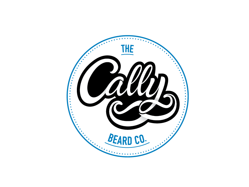 Cally Beard Co. Logo barber male grooming contemporary mustache hand lettering illustrator vector branding logo cally beard