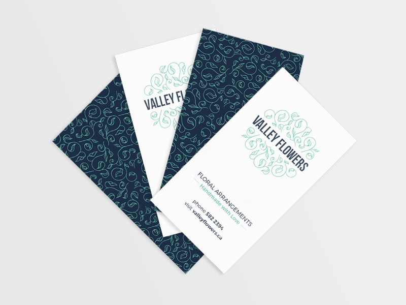 Valley Flowers Business Card contemporary sophisticated promo promotional material business cards valley flowers stationary print logo florist branding brand identity