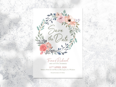 Save the Date - Fiona & Richard illustration lettering postcard print design save the date watercolor art wedding stationary